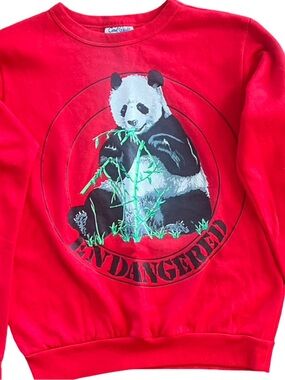 80s Vintage Crew Pullover Panda 'Endangered' Graphic Sweatshirt by Carol Wright